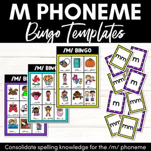 M SOUND BINGO - Ways to spell the /m/ phoneme