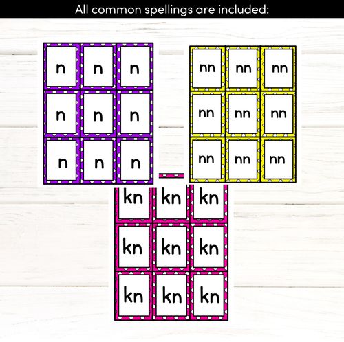 Resource preview 3 for N SOUND BINGO - Ways to spell the /n/ phoneme