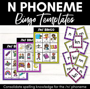 N SOUND BINGO - Ways to spell the /n/ phoneme