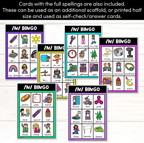 Resource preview 2 for N SOUND BINGO - Ways to spell the /n/ phoneme