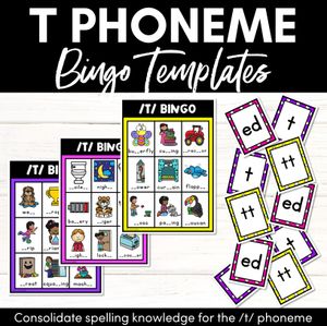 T SOUND BINGO - Ways to spell the /t/ phoneme