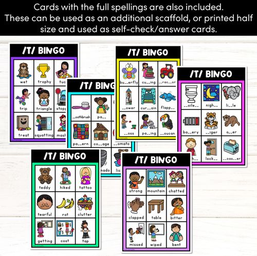 Resource preview 2 for T SOUND BINGO - Ways to spell the /t/ phoneme