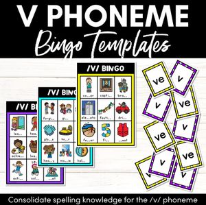 V SOUND BINGO - Ways to spell the /v/ phoneme