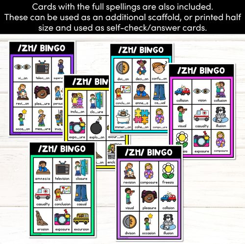 Resource preview 2 for ZH SOUND BINGO - Ways to spell the /zh/ phoneme