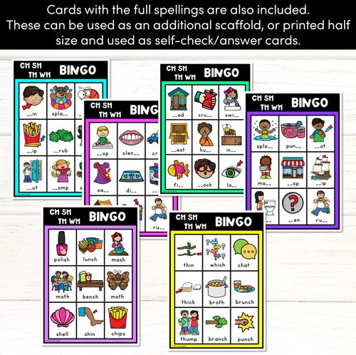 Resource preview 2 for CH, SH, TH, WH SOUND BINGO - Consonant Digraphs Game