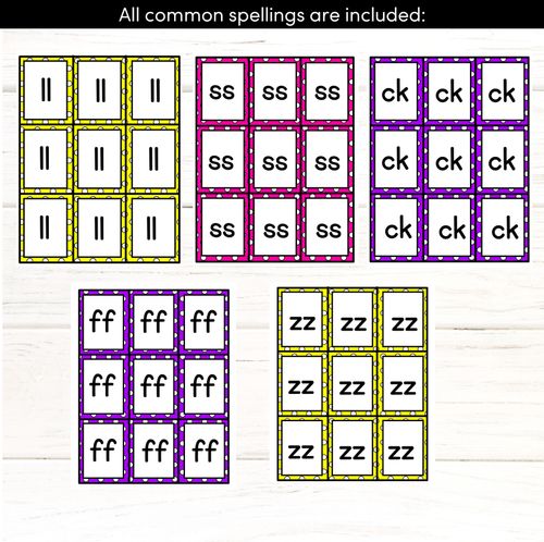 Resource preview 3 for LL, SS, FF, ZZ, CK, DOUBLE CONSONANT BINGO - Consonant Digraphs Game