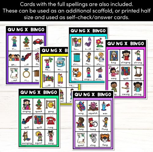 Resource preview 2 for NG, QU, X SOUND BINGO - Ways to spell the consonant digraphs