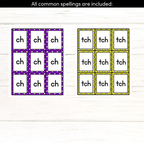 Resource preview 3 for CH TCH SOUND BINGO - Ways to spell the /ch/ phoneme