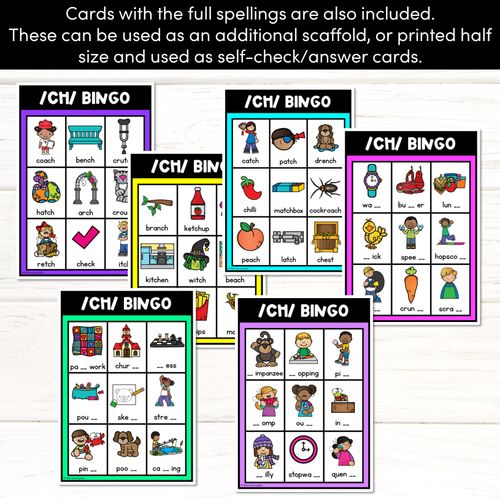 Resource preview 2 for CH TCH SOUND BINGO - Ways to spell the /ch/ phoneme