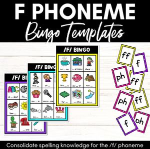 F SOUND BINGO - Ways to spell the /f/ phoneme