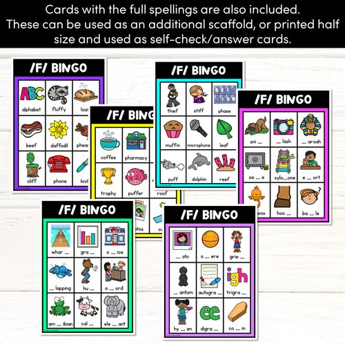 Resource preview 2 for F SOUND BINGO - Ways to spell the /f/ phoneme