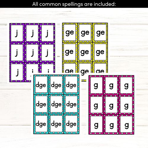 Resource preview 3 for J SOUND BINGO - Ways to spell the /j/ phoneme