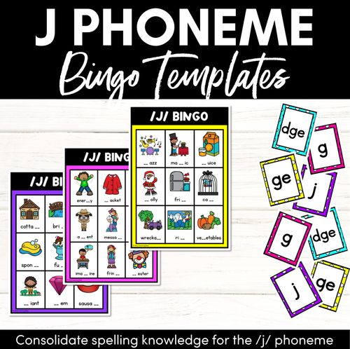 Resource preview 1 for J SOUND BINGO - Ways to spell the /j/ phoneme