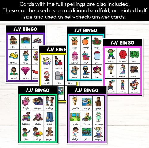 Resource preview 2 for J SOUND BINGO - Ways to spell the /j/ phoneme