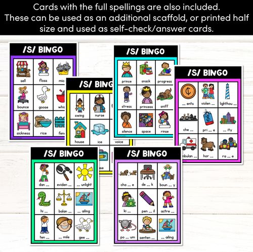 Resource preview 2 for S SOUND BINGO - Ways to spell the /s/ phoneme