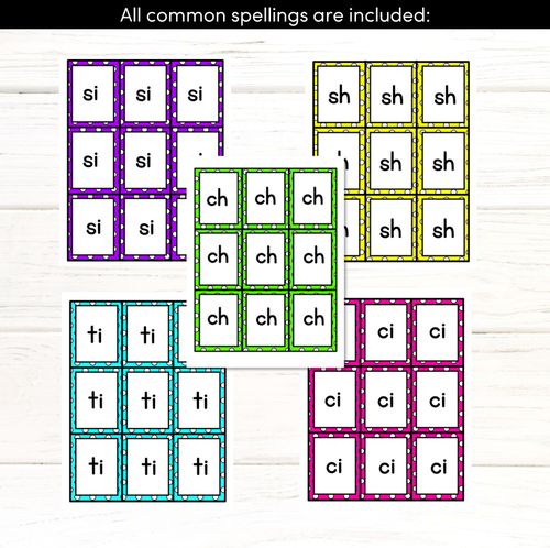 Resource preview 3 for SH SOUND BINGO - Ways to spell the /sh/ phoneme