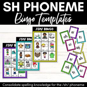 SH SOUND BINGO - Ways to spell the /sh/ phoneme