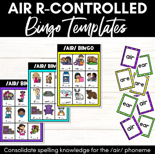 Resource preview 1 for AIR R-Controlled SOUND BINGO - Ways to spell the /air/ phoneme