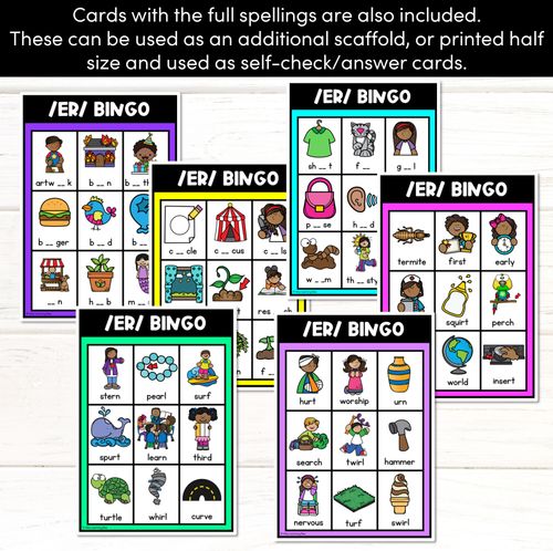 Resource preview 2 for ER R-Controlled SOUND BINGO - Ways to spell the /er/ phoneme