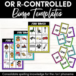 OR R-Controlled SOUND BINGO - Ways to spell the /or/ phoneme