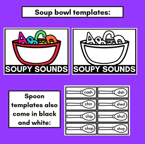 Resource preview 4 for DIGRAPH Word Building Phonics Game - SOUPY SOUNDS - Decodable Words Activity