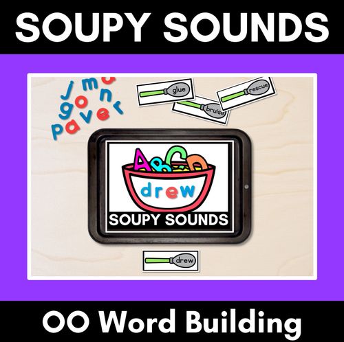 Resource preview 1 for Long U Word Building Phonics Game - SOUPY SOUNDS - Decodable Words Activity