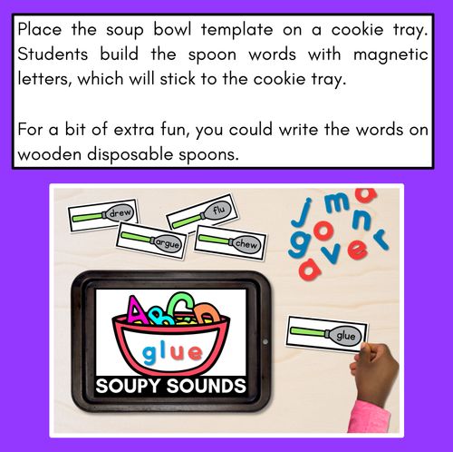 Resource preview 2 for Long U Word Building Phonics Game - SOUPY SOUNDS - Decodable Words Activity