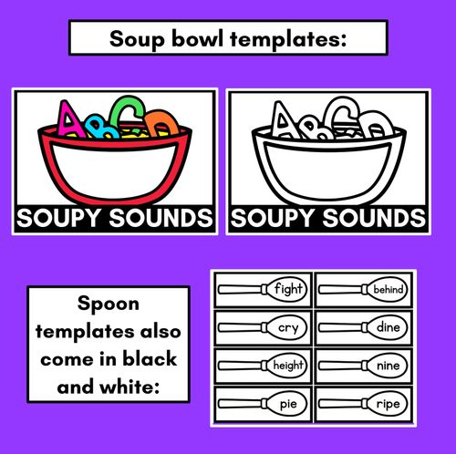 Resource preview 4 for Long I Word Building Phonics Game - SOUPY SOUNDS - Decodable Words Activity