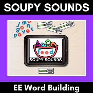 Long E Word Building Phonics Game - SOUPY SOUNDS - Decodable Words Activity