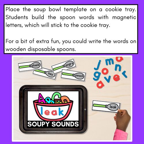 Resource preview 2 for Long E Word Building Phonics Game - SOUPY SOUNDS - Decodable Words Activity