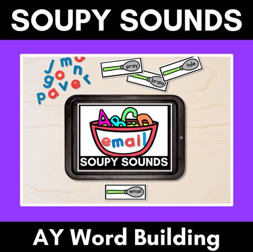 Resource preview 1 for Long A Word Building Phonics Game - SOUPY SOUNDS - Decodable Words Activity