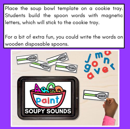 Resource preview 2 for Long A Word Building Phonics Game - SOUPY SOUNDS - Decodable Words Activity