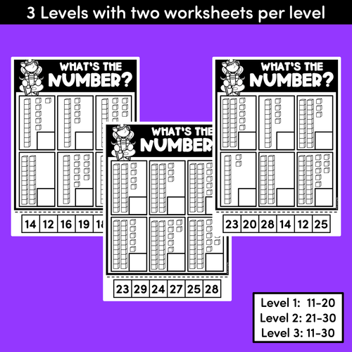 Resource preview 4 for What's the Number with base ten blocks - 11-20, 21-30 and 11-30