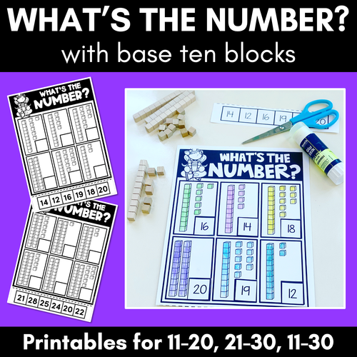 Resource preview 1 for What's the Number with base ten blocks - 11-20, 21-30 and 11-30