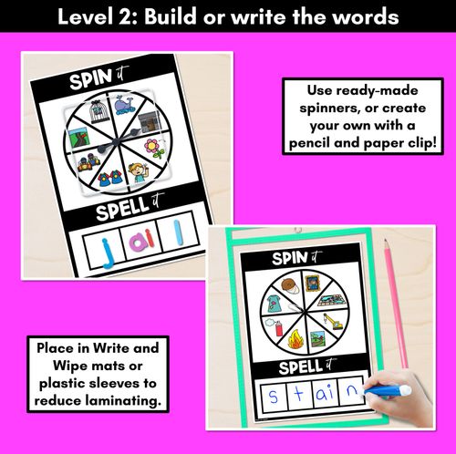 Resource preview 3 for SPIN IT SPELL IT LONG VOWEL A WORDS - No Prep Phonics Activities