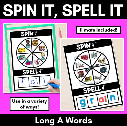 Resource preview 1 for SPIN IT SPELL IT LONG VOWEL A WORDS - No Prep Phonics Activities