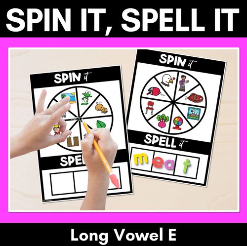 Resource preview 1 for SPIN IT SPELL IT LONG VOWEL E WORDS - No Prep Phonics Activities