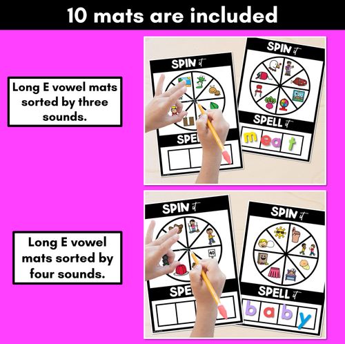 Resource preview 4 for SPIN IT SPELL IT LONG VOWEL E WORDS - No Prep Phonics Activities