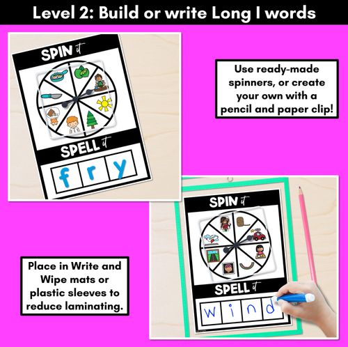 Resource preview 3 for SPIN IT SPELL IT LONG VOWEL I WORDS - No Prep Phonics Activities