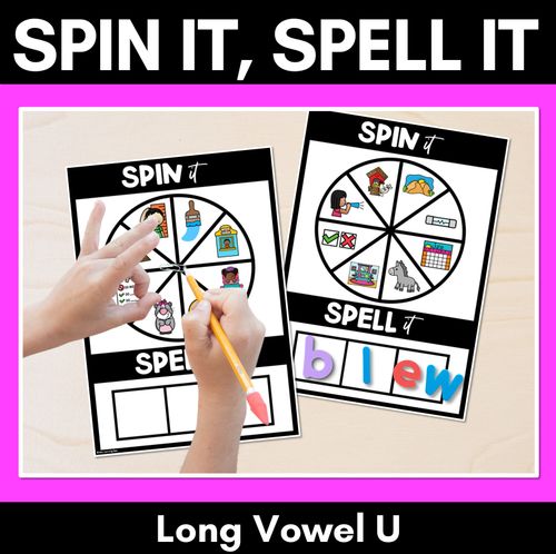 Resource preview 1 for SPIN IT SPELL IT LONG VOWEL U WORDS - No Prep Phonics Activities