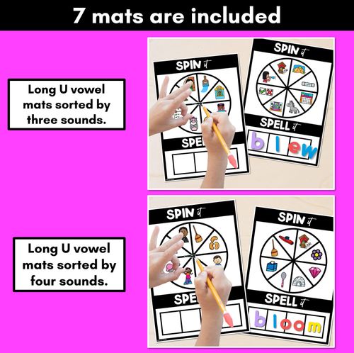 Resource preview 4 for SPIN IT SPELL IT LONG VOWEL U WORDS - No Prep Phonics Activities