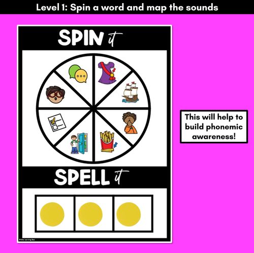 Resource preview 2 for SPIN IT SPELL IT DIGRAPH CH SH TH WH WORDS - No Prep Phonics Activities