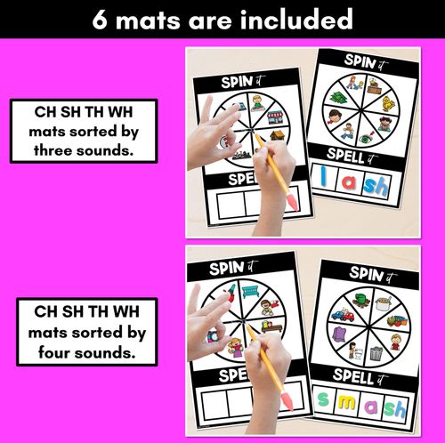 Resource preview 4 for SPIN IT SPELL IT DIGRAPH CH SH TH WH WORDS - No Prep Phonics Activities