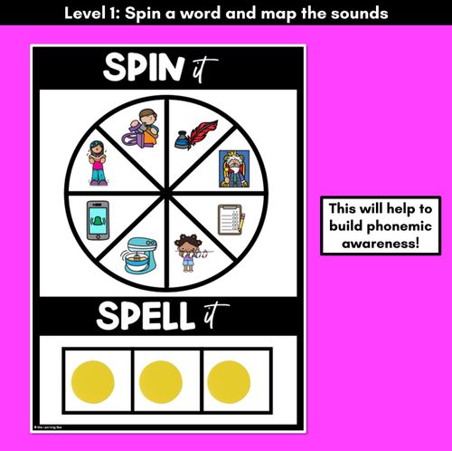 Resource preview 2 for SPIN IT SPELL IT DIGRAPH QU NG  and  WORDS - No Prep Phonics Activities