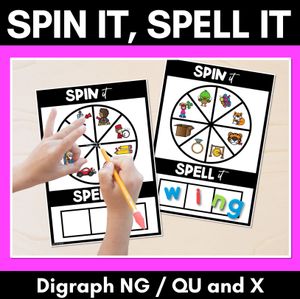 SPIN IT SPELL IT DIGRAPH QU NG  and  WORDS - No Prep Phonics Activities