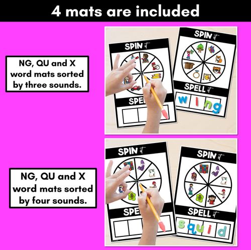 Resource preview 4 for SPIN IT SPELL IT DIGRAPH QU NG  and  WORDS - No Prep Phonics Activities