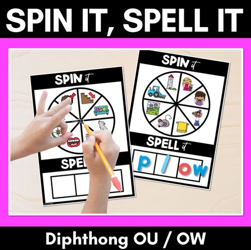 Resource preview 1 for SPIN IT SPELL IT DIPHTHONG OU OW WORDS - No Prep Phonics Activities