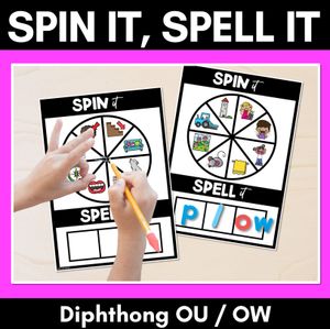 SPIN IT SPELL IT DIPHTHONG OU OW WORDS - No Prep Phonics Activities