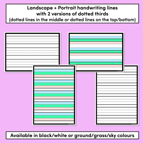 Resource preview 2 for Free Blank Handwriting Worksheets - DOTTED THIRDS VERSION