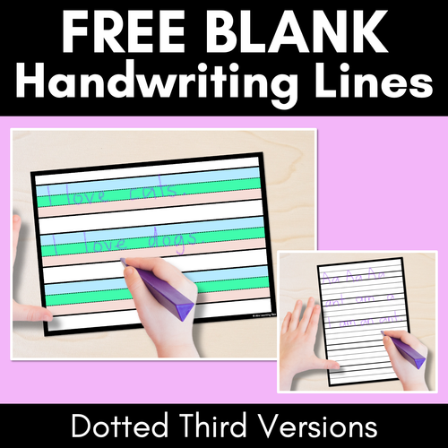 Resource preview 1 for Free Blank Handwriting Worksheets - DOTTED THIRDS VERSION